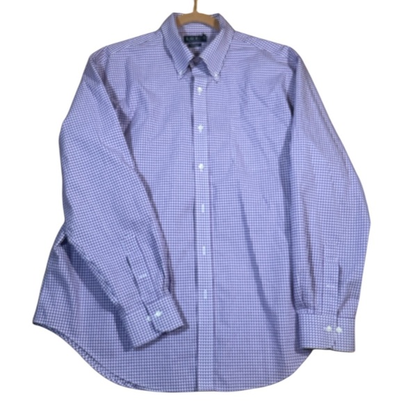 Lauren Ralph Lauren purple white gingham button down shirt 18 36/37 sleeve - Picture 1 of 7